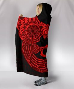 Viking Style Hooded Blanket Raven Tattoo