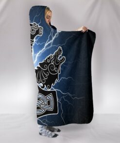 Viking Style Hooded Blanket Thor's Hammer, Mjollnir