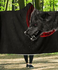 Viking Style Hooded Blanket Wolfnd Blood Moon
