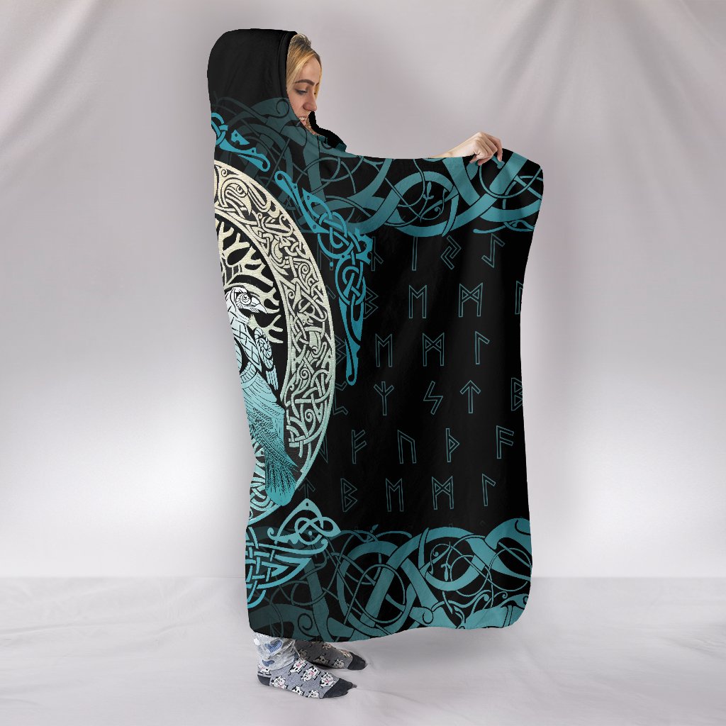 Viking Style Hooded Blanket Yggdrasil and Ravens