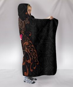 Viking Style Odin God Furthark Tattoo Special Hooded Blanket