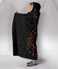 Viking Style Odin God Furthark Tattoo Special Hooded Blanket