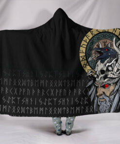 Viking Style Odin Raven Hooded Blanket