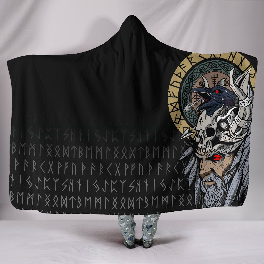 Viking Style Odin Raven Hooded Blanket