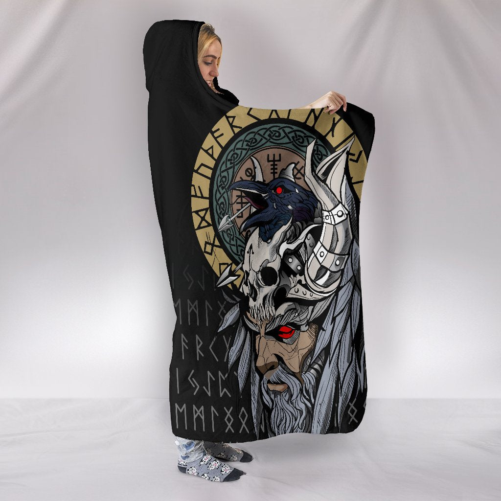Viking Style Odin Raven Hooded Blanket