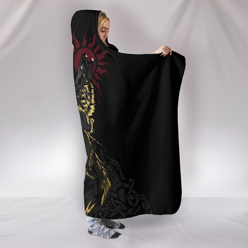 Viking Style The Wolves Skoll and Hati Hooded Blanket