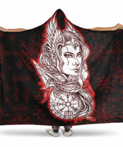Viking Valkyrie Red Hooded Blanket