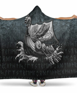 Viking Victory or Valhalla Drakkar Hooded Blanket