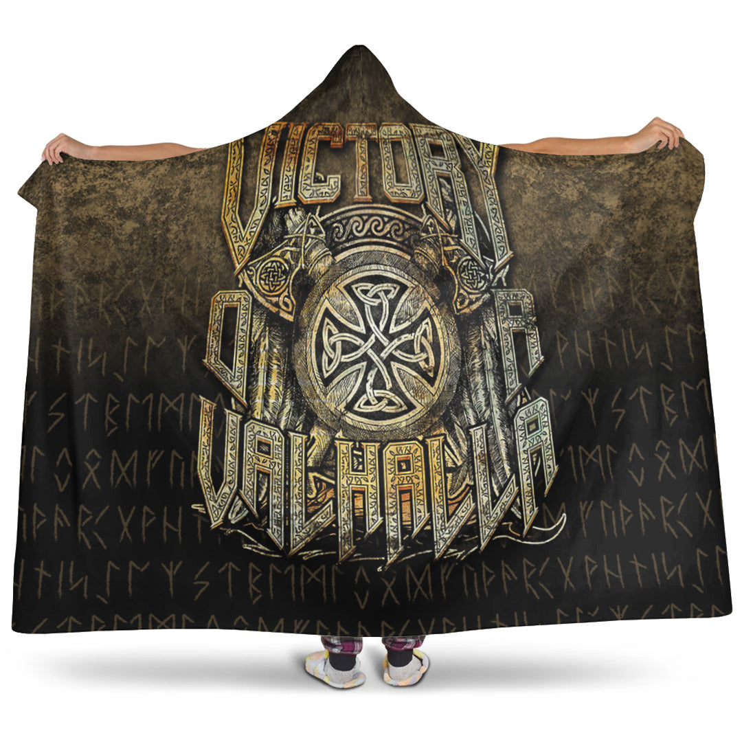 Viking Victory or Valhalla Hooded Blanket Gifts Fleece Sherpa Blanket