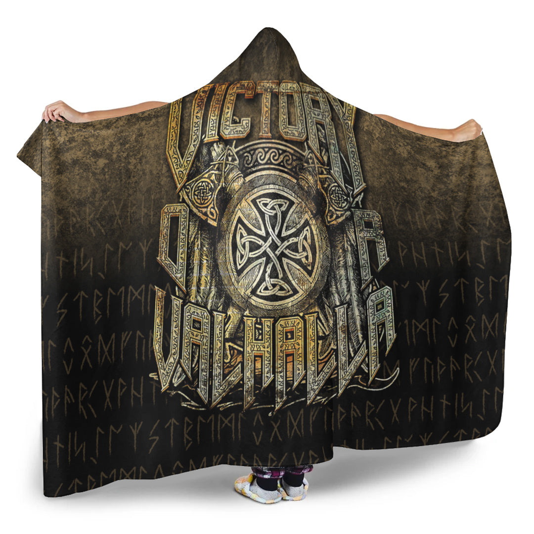Viking Victory or Valhalla Hooded Blanket Gifts Fleece Sherpa Blanket