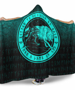 Viking Wolf Of Odin Cyan Version Hooded Blanket