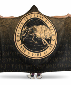 Viking Wolf Of Odin Gold Version Hooded Blanket
