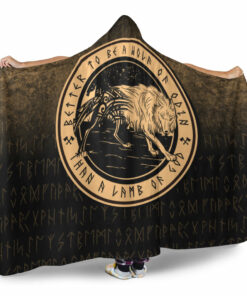 Viking Wolf Of Odin Gold Version Hooded Blanket