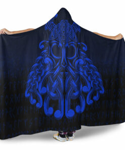 Vikings Odin Valhalla Blue Version Hooded Blanket