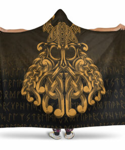 Vikings Odin Valhalla Gold Version Hooded Blanket