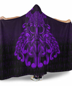 Vikings Odin Valhalla Purple Version Hooded Blanket
