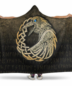 Vikings Raven Gold Version Hooded Blanket
