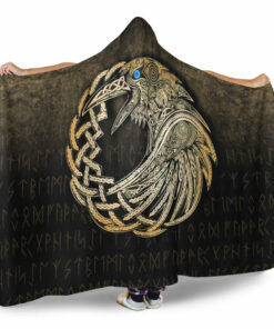 Vikings Raven Gold Version Hooded Blanket
