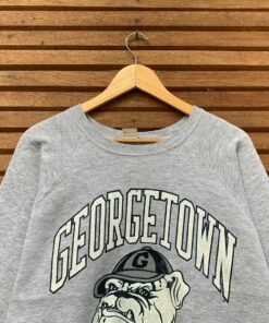 Vintage 1980s FRUIT Georgetown Hoyas University Crewneck Long Sleeve Sweatshirt