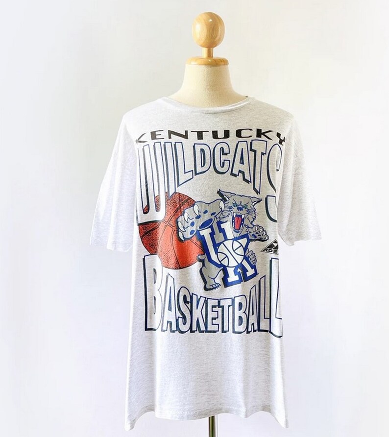 Vintage 1980s Kentucky Wildcats T Shirt, Vintage Retro 80s Wolf Sons Grey Soft Puff Print, Mens Medium Womens