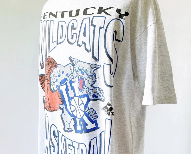 Vintage 1980s Kentucky Wildcats T Shirt, Vintage Retro 80s Wolf Sons Grey Soft Puff Print, Mens Medium Womens