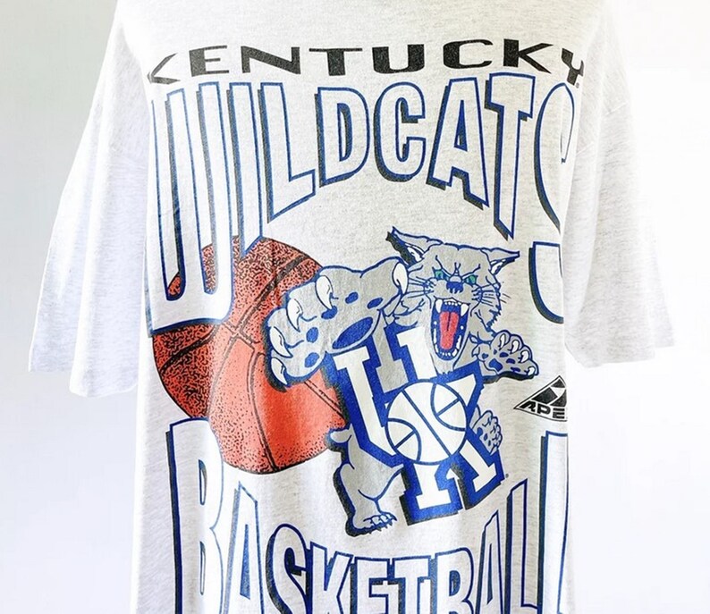 Vintage 1980s Kentucky Wildcats T Shirt, Vintage Retro 80s Wolf Sons Grey Soft Puff Print, Mens Medium Womens