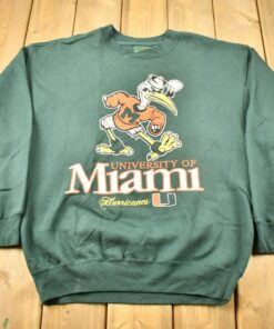 Vintage 1990s University of Miami Hurricanes Collegiate NCAA Crewneck Sweatshirt Sportswear Americana Reprint