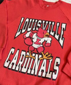 Vintage 80’S Louisville Cardinals Pullover Sweater University Football Fan Shirt Gifts for NCAA Fans