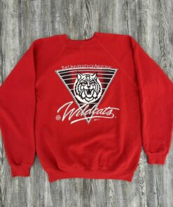 Vintage 80s Arizona Wildcats U Of A Crewneck Sweatshirt Big Graphic RED