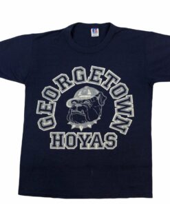 Vintage 80s Georgetown Hoyas Single Stitch Tshirt. Made In The USA. Deep Navy