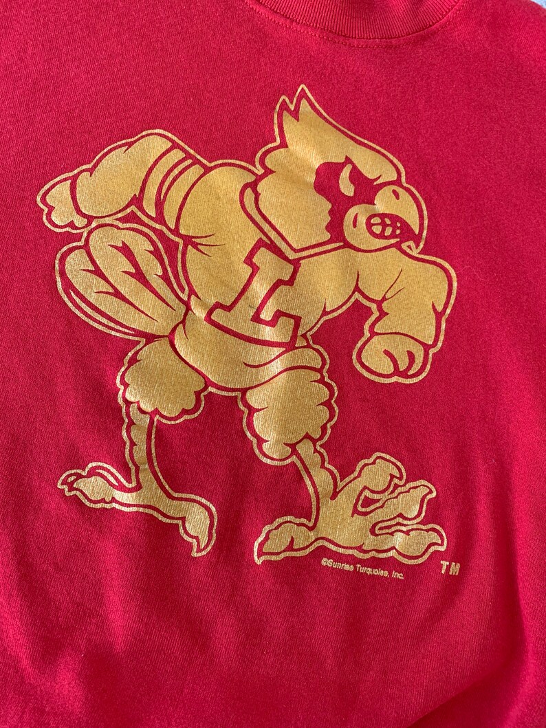 Vintage 80s Louisville Cardinals Crewneck Sweatshirt University Football Fan Shirt Gifts for NCAA Fans