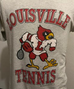 Vintage 80's Louisville Cardinals Tennis T Shirt University Football Fan Shirt Gifts for NCAA Fans