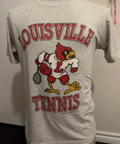 Vintage 80's Louisville Cardinals Tennis T Shirt University Football Fan Shirt Gifts for NCAA Fans