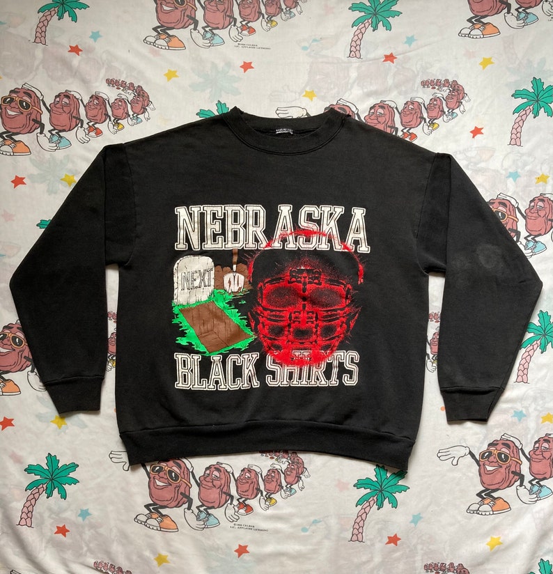 Vintage 90’S Nebraska Black Shirts Sweatshirt, Huskers Football NCAA Fans Gitfs