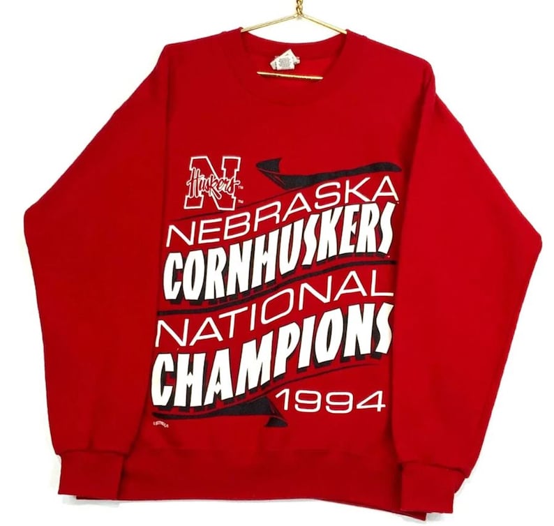 Vintage 90S Nebraska Cornhuskers Football Sweatshirt, Nebraska Cornhuskers Sweater, University Of Nebraska State Sweatshirt Hoodie Tshirt