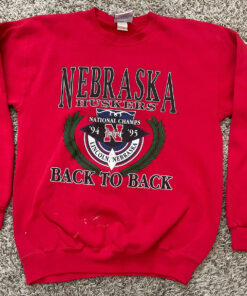 Vintage 90S Nebraska Huskers Back To Back Champs Medium Usa Crewneck Sweatshirt