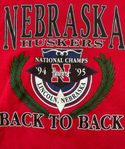 Vintage 90S Nebraska Huskers Back To Back Champs Medium Usa Crewneck Sweatshirt
