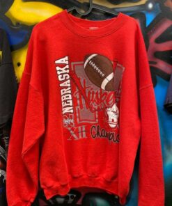 Vintage 90S Nebraska Huskers Sweatshirt, Nebraska Cornhuskers Fiesta Bowl Champion Sweatshirt, Gifts for NCAA Fans