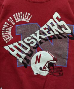 Vintage 90S University Of Nebraska Huskers Sweatshirt University Of Nebraska Crewneck University Of Nebraska Sweater Pullover Red