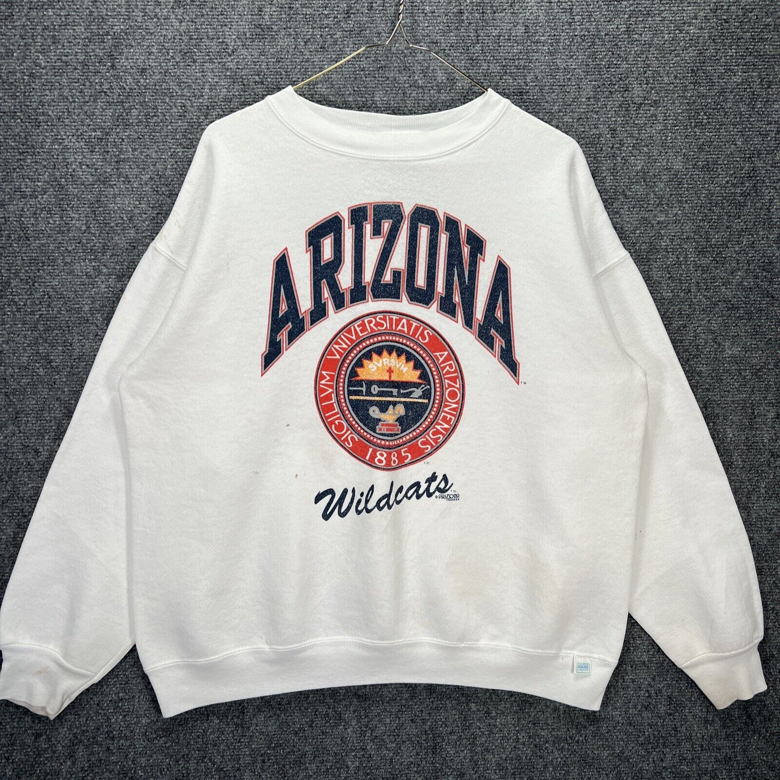 Vintage 90s Arizona Wildcats Sweatshirt College Sports Crest Logo Faded USA