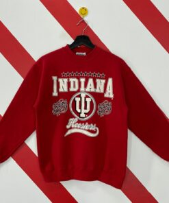 Vintage 90s Indiana University Sweatshirt Indiana Crewneck University Indiana Hoosiers Sweater Indiana Hoosiers Print Logo Red