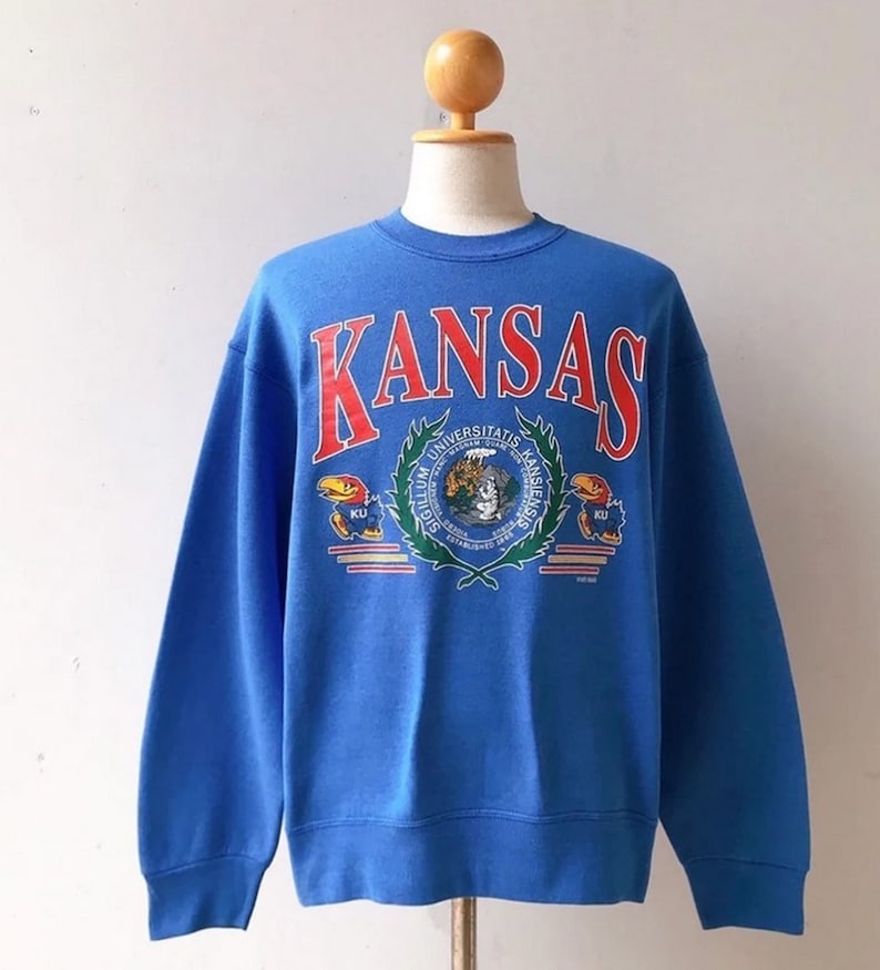 Vintage 90s Kansas University Jayhawks Sweatshirt, Vintage 90s Shirt, Gift for Her, Gift for Her