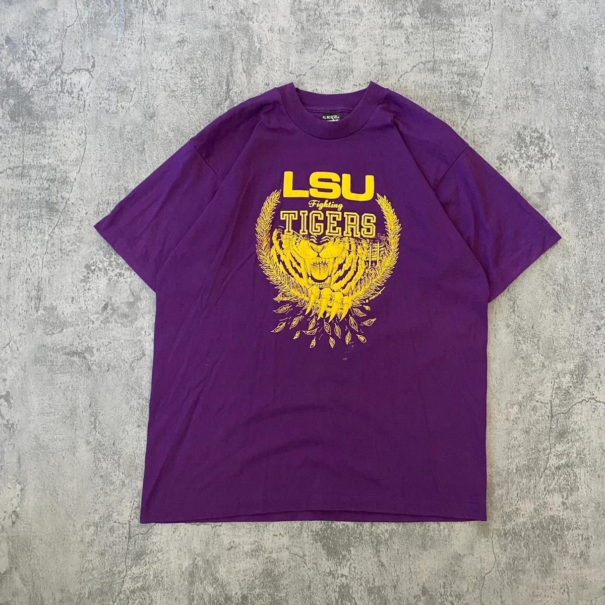 Vintage 90s LSU Tigers College Purple Graphic T-Shirt
