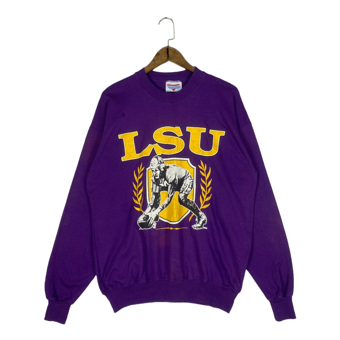 Vintage 90s Louisiana State Football Sweatshirt Crewneck Big Logo Lightweight Pullover Jumper