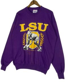 Vintage 90s Louisiana State Football Sweatshirt Crewneck Big Logo Lightweight Pullover Jumper