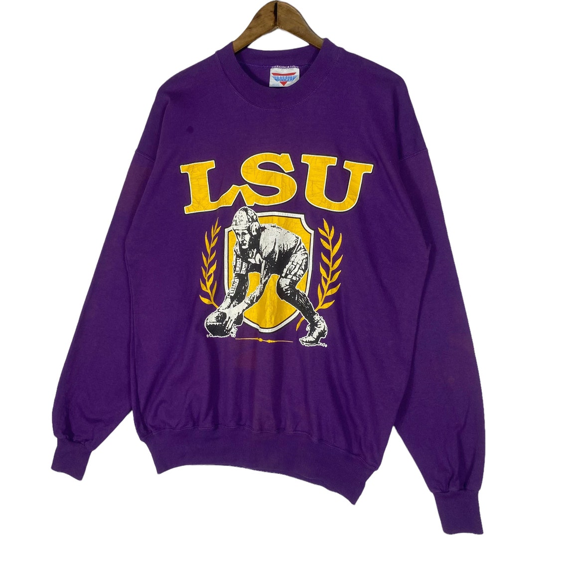 Vintage 90s Louisiana State Football Sweatshirt Crewneck Big Logo Lightweight Pullover Jumper