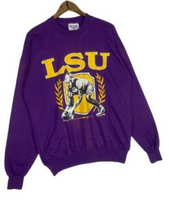 Vintage 90s Louisiana State Football Sweatshirt Crewneck Big Logo Lightweight Pullover Jumper
