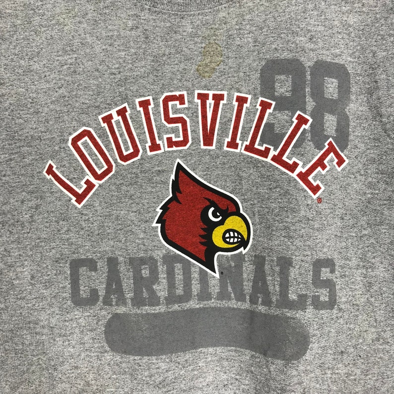 Vintage 90s Louisville Cardinals Sweatshirts Louisville Sweater Grey Louisville Crewneck Pullover Louisville Jumper