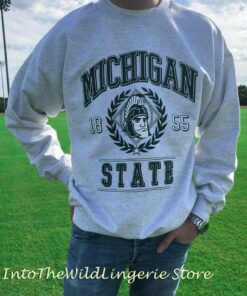 Vintage 90s Michigan State Crewneck Sweatshirt, University of Michigan Sweatshirt, Football Fan Sweatshirt, University Fan Football Shirt