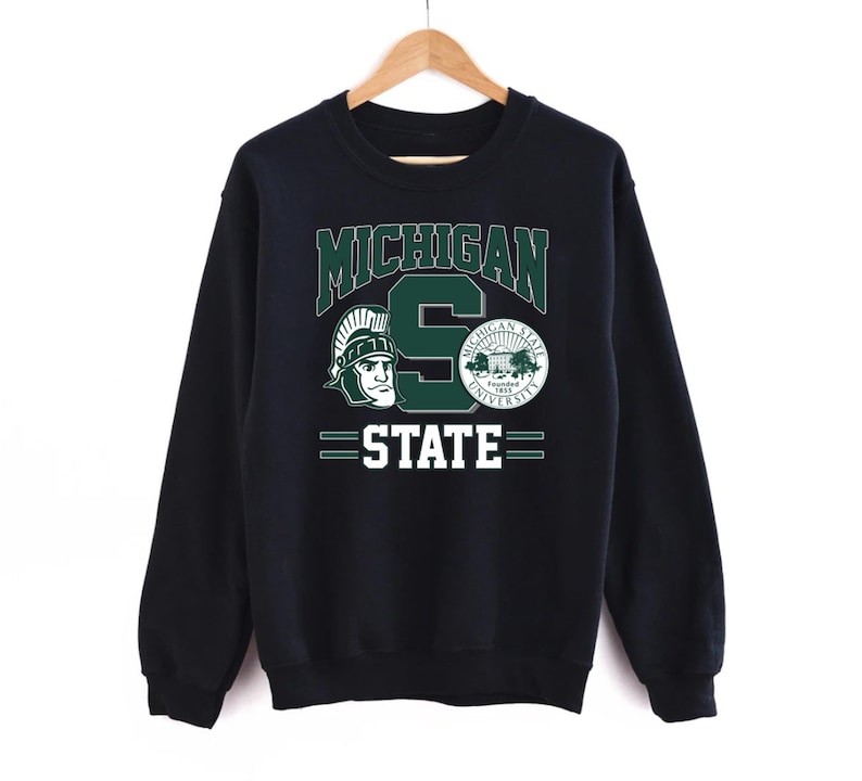 Vintage 90s Michigan State University Spartans Sweatshirt Hoodie Shirt, Gift For Her, Gift For Him